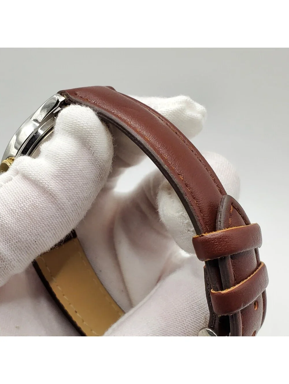 Unbranded Quartz Womens Watch 33mm Silver Tone Brown Leather Band New Battery